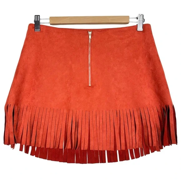 Kittenish Fringe With Benefits Boho Faux Suede Fringe Hem Front